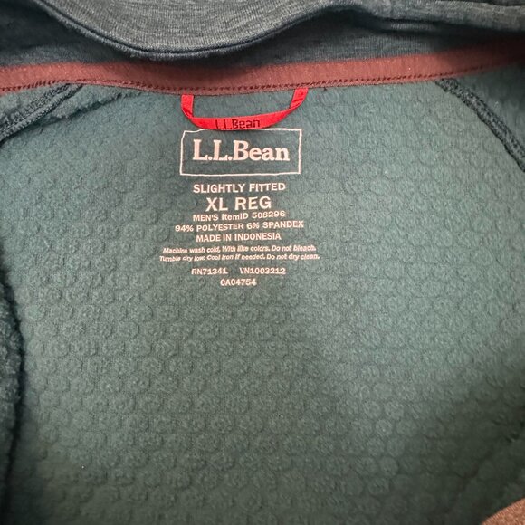LL Bean Mens Teal Quarter Zip Pullover Size XL Slightly Fitted Adventure Grid - Picture 2 of 5